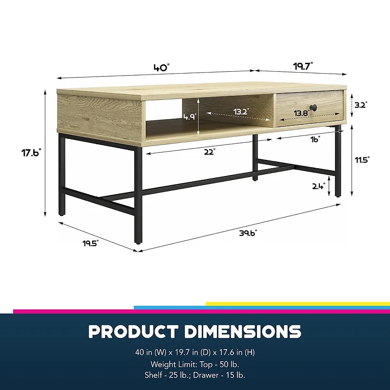 Table basse Tamlin, naturel