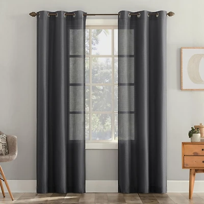 Mainstays 2-Pack Waffle semi-sheer Grommet Curtain Panel Pair, 2 panels