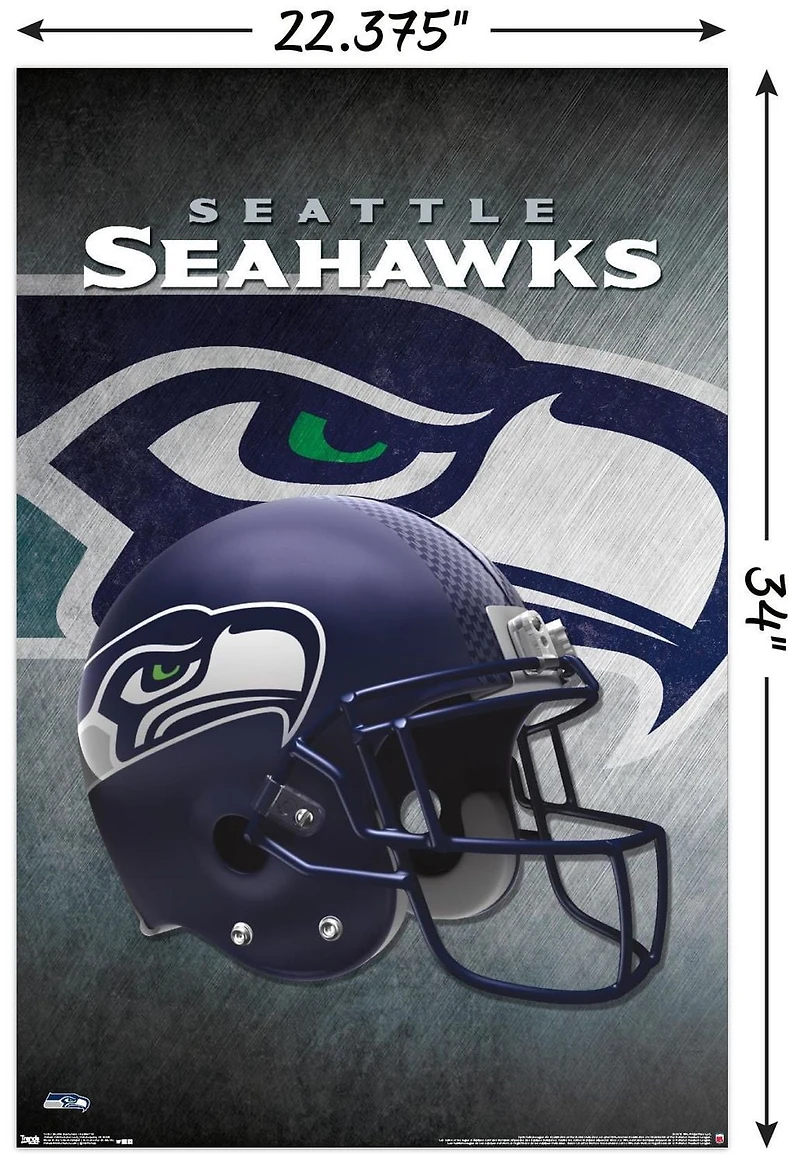 NFL Seattle Seahawks - Helmet 16 Wall Poster, 14.725" x 22.375" Framed