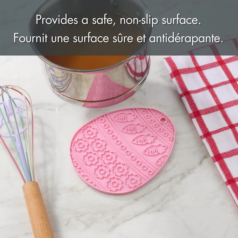 Way to Celebrate Silicone Trivet, Easter Egg Shaped, Pink