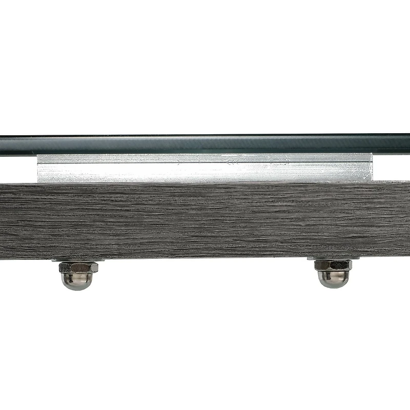 Caleb Grey Wood Side End Table with Glass Shelf