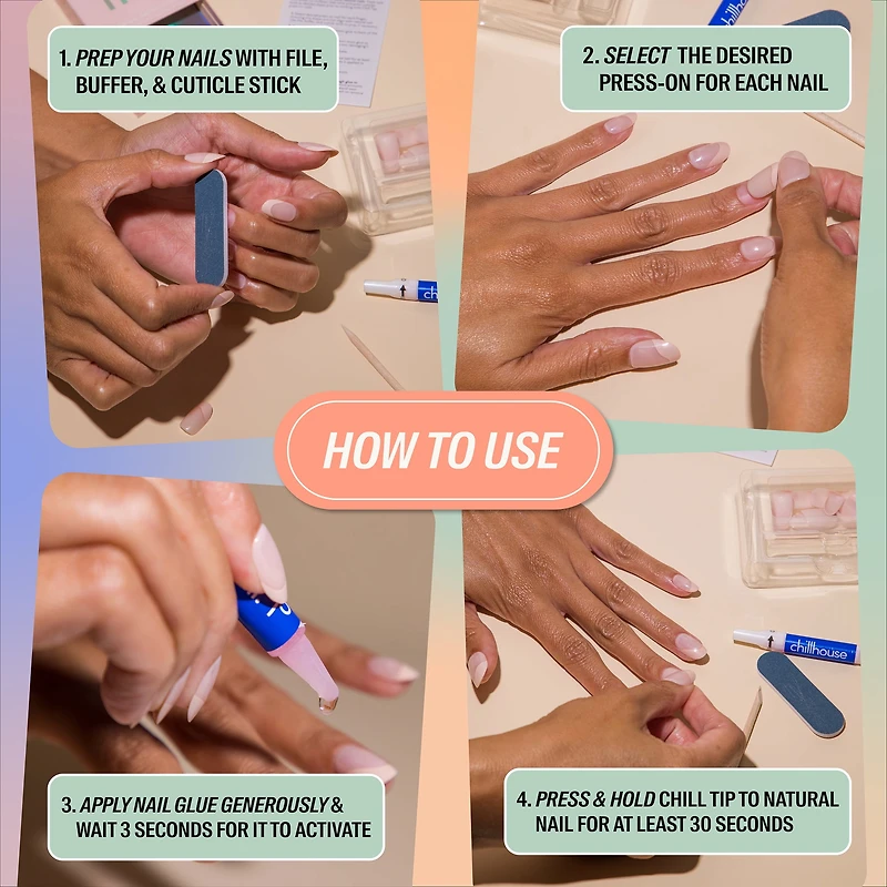 Chillhouse - Ongles à coller - Ovales - I'm Worth It - 30 ongles
