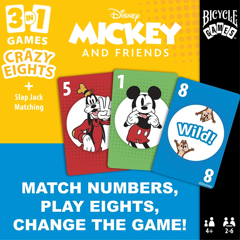Bicycle Disney Mickey and Friends 3 in 1 (Matching/Crazy Eights/Slap Jack)