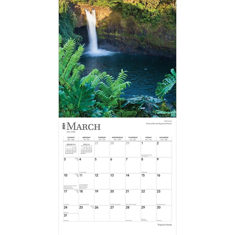 BrownTrout Tropical Islands 2024 12x24 Inch Square Wall Calendar, 9781975465452