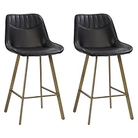 CorLiving Christoff Farmhouse Modern Upholstered Indoor Counter-Height Barstools with  Metal Legs - Set of 2
