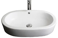 American Imaginations 25.25-in. W Semi-Recessed White Bathroom Vessel Sink Set For Deck Mount Drilling AI-30108