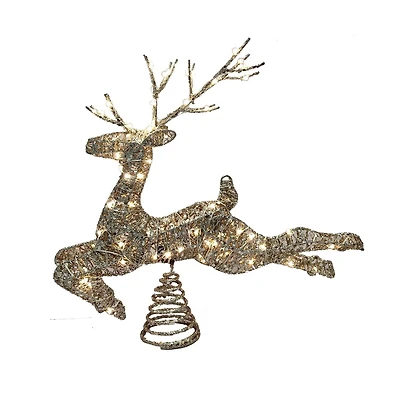 Cerf pour cime de sapin de Noël Holiday Time de 11,5 pouces avec micro-lumières à DEL