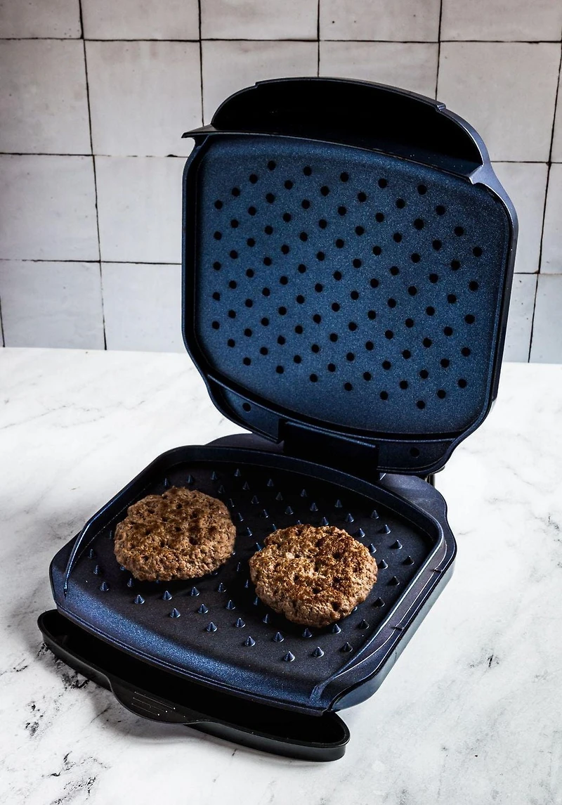 Granitestone Diamond Infused Spike Express Electric Grill, Ultra-Durable Non-Stick Indoor Electric Grill with Fast-Cooking Spikes, Classic Blue
