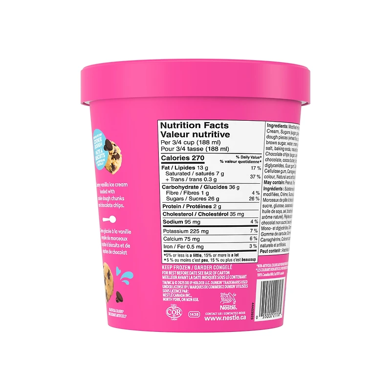 Baskin Robbins Chocolate Chip Cookie Dough Ice Cream, Made in Canada With 100% Canadian Dairy, Kosher, 946 mL