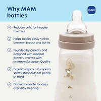 MAM Easy Start Biberons pour Bébé Anti-Coliques Mats, Biberons 2x9oz, Biberons à Débit Moyen avec Tétine en Silicone, Biberons Unisexe pour Bébé