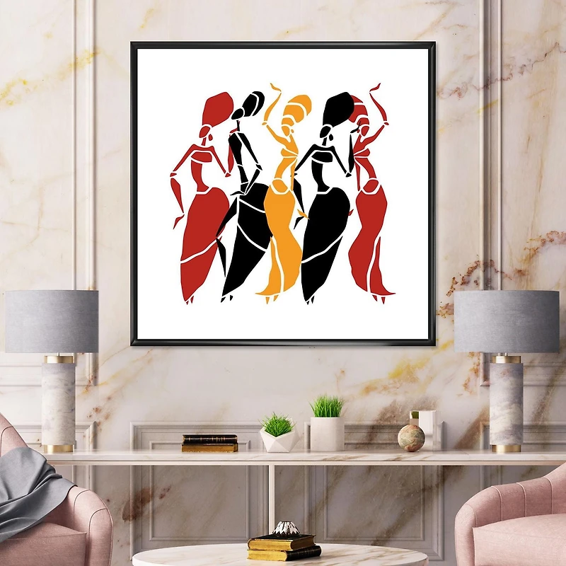 Designart Belles danseuses Silhouettes afro-américaines ART MURAL À CADRE FLOTTÉ