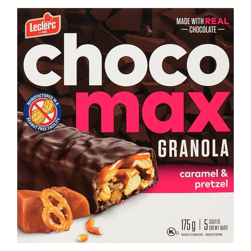 Chocomax Caramel & Pretzel Granola Bar, 175g/5 coated bars