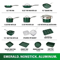 Granitestone Diamond 20 Piece Nonstick Emerald Aluminum Pots and Pans Cookware & Bakeware Kitchen Set