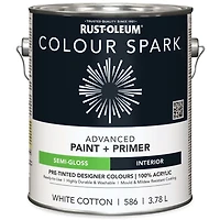 Rust-Oleum Colour Spark™ Peinture + Apprêt, Intérieur Semi-lustré, Coton Blanc 3,78L 3,78L