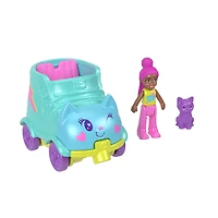 Polly Pocket Coffret Véhicule Chat, micro-poupée, figurine chat