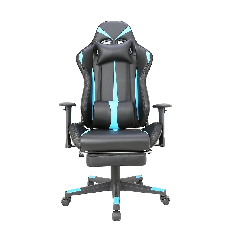 TygerClaw PU Gaming Chair with Lumbar Pillow and Leg Rest