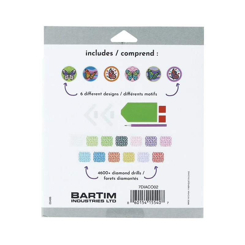 UNIQUE CREATIV CRAFT Diamond Art Coaster Kit – Butterfly, 6 pcs, Age 8+, Beginner, 10.2 cm, DIAMD COASTER BTRFLY