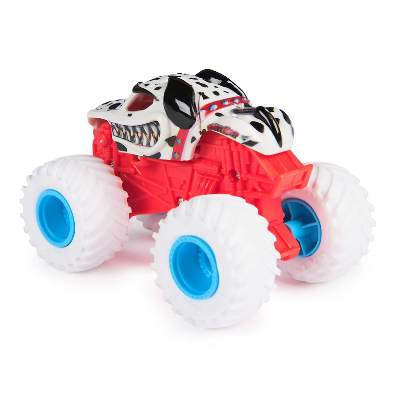 Monster Jam Smash & Bash Monster Mutt Dalmatian, Monster truck réparable en métal moulé à l'échelle 1:64, jouets pour garçons et filles à partir de 3 ans