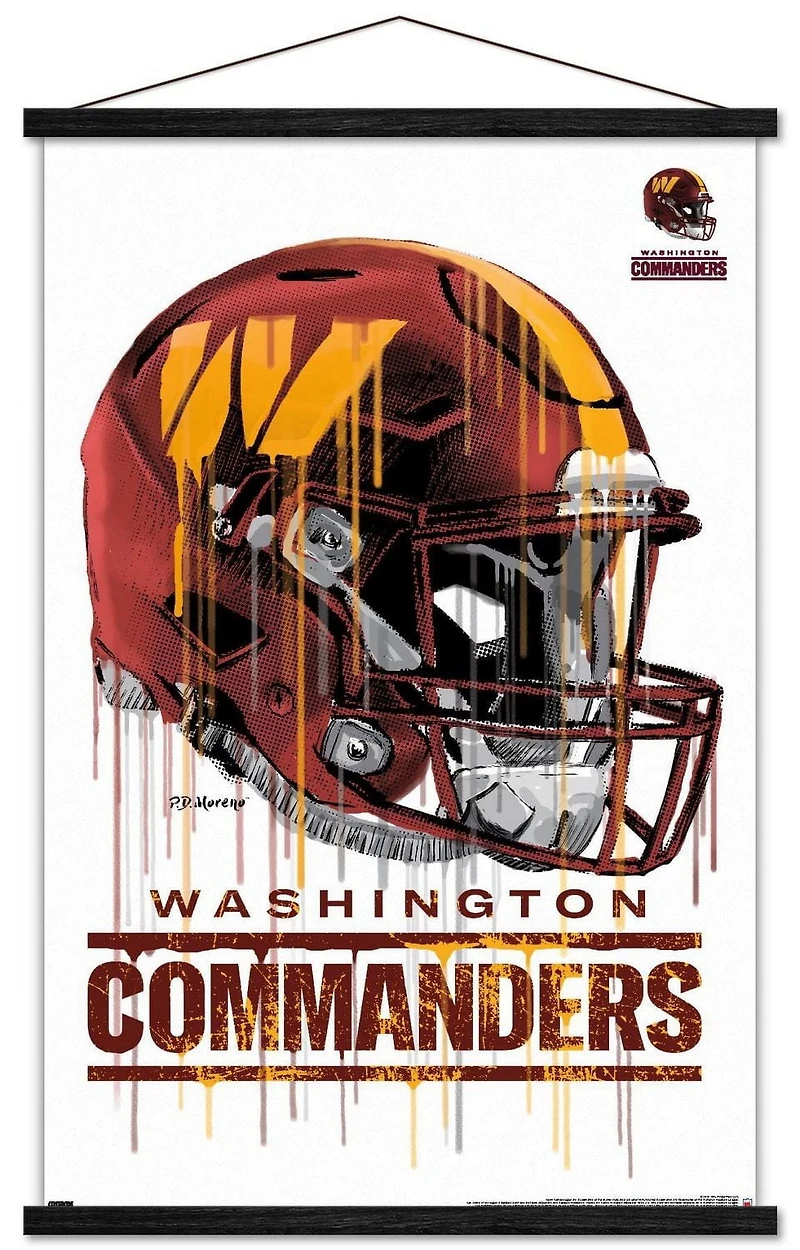 NFL Washington Commanders - Drip Helmet 22 Wall Poster, 14.725" x 22.375" Framed
