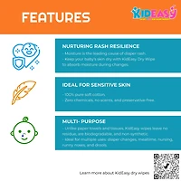 KidEasy Lingettes Bébé Sèches – 100 % Coton – 4 Paquets – 400 Lingettes