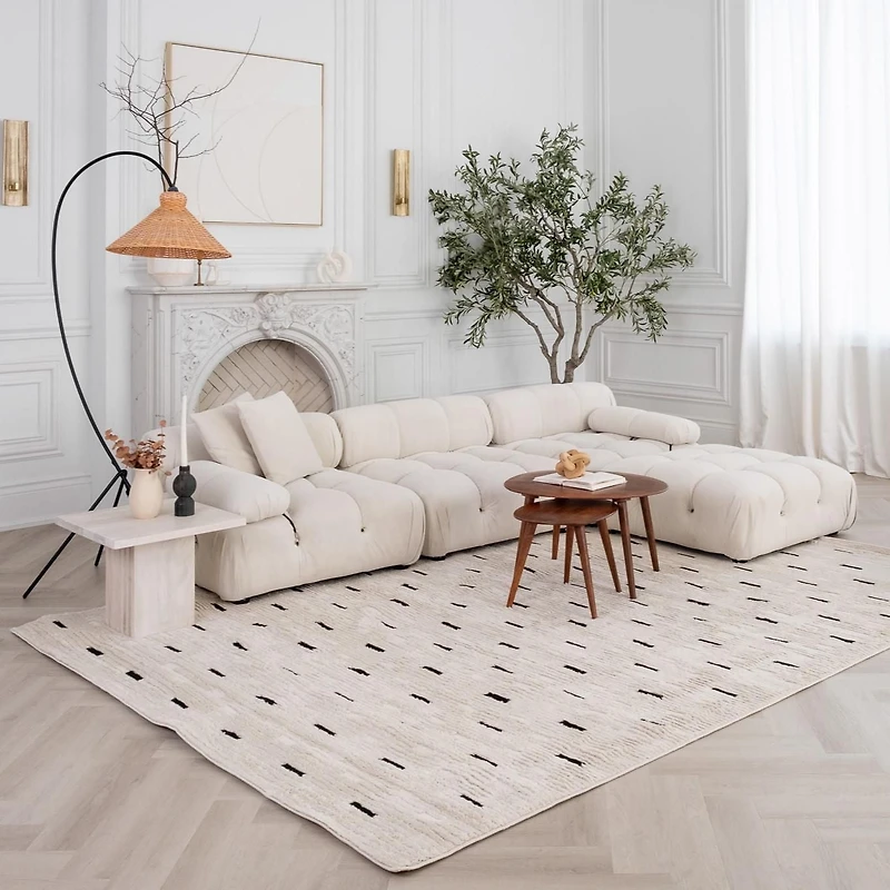 Rug Branch Domus Abstract Indoor Area Rug, Cream Black, Modern - Living Room, Bedroom, Dining Room