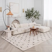 Rug Branch Domus Abstract Indoor Area Rug, Cream Black, Modern - Living Room, Bedroom, Dining Room