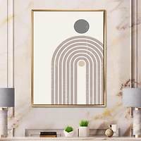 Designart Abstract Rainbow Sun and Moon In Earth Tones I FLOAT FRAME WALL ART