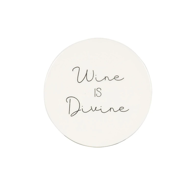 Ensemble de quatre dessous de verre en porcelaine Linden avec fini blanc dictons divers 9,8 cm de diamètre