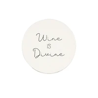 Ensemble de quatre dessous de verre en porcelaine Linden avec fini blanc dictons divers 9,8 cm de diamètre