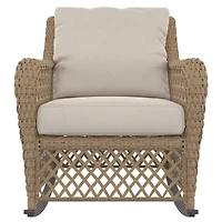Chaise berçante extérieure en acier avec coussins Belmont HOMETRENDS, avoine