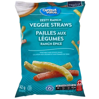 Pailles aux légumes Ranch épicé Great Value 142 g