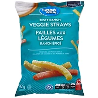 Pailles aux légumes Ranch épicé Great Value 142 g