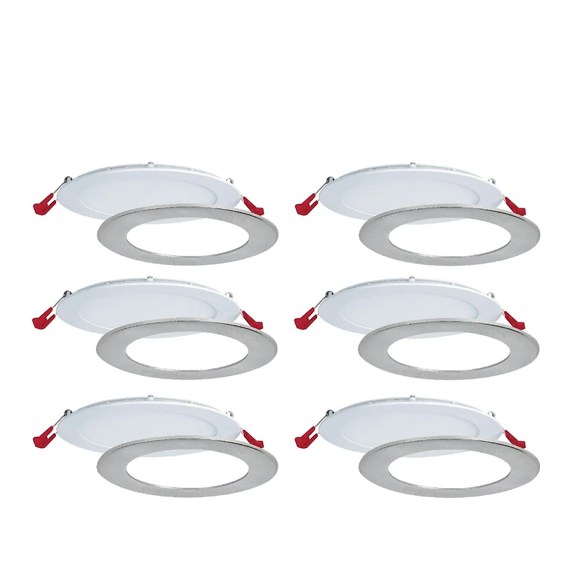 Nadair, 6” LED Recessed Ultra Slim Lights, 6-pack, IC rated, Dimmable, 15W=90W, 1125 Lumens, 3 Built-in color temperature, 3000K,4000K,5000K, Large Junction box, Quick Connect System, White finish, Br