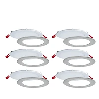 Nadair, 6” LED Recessed Ultra Slim Lights, 6-pack, IC rated, Dimmable, 15W=90W, 1125 Lumens, 3 Built-in color temperature, 3000K,4000K,5000K, Large Junction box, Quick Connect System, White finish, Br