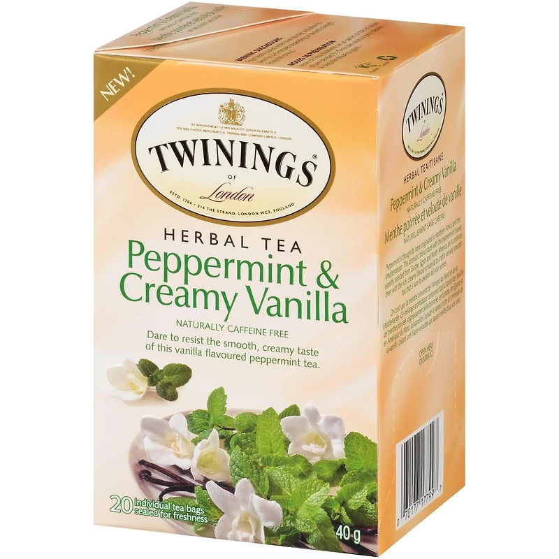 Twinings Peppermint And Creamy Vanilla Herbal Tea 20s, Pack of 20 Tea Bags
