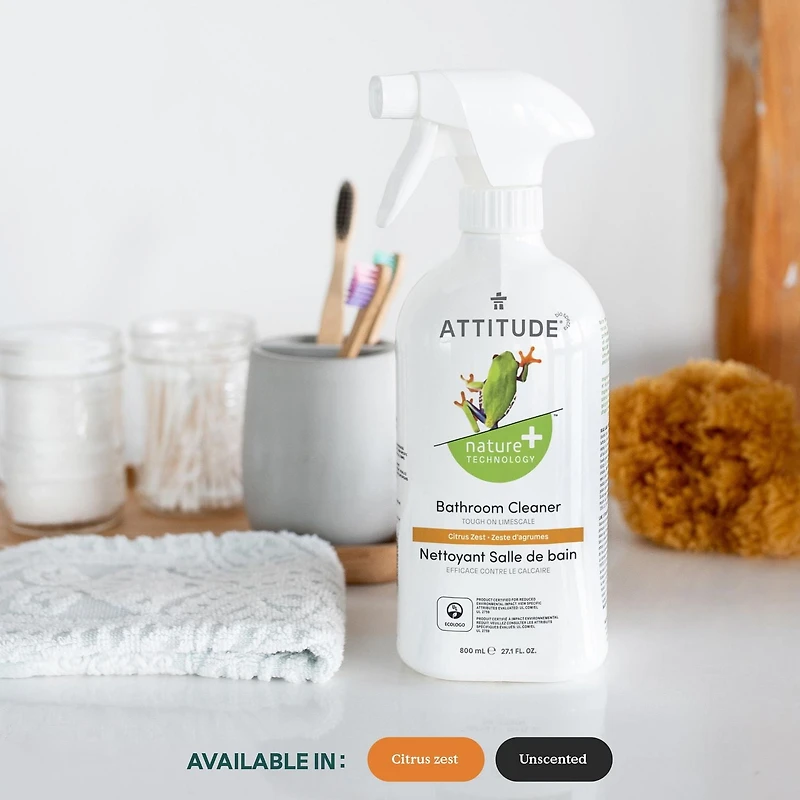 ATTITUDE nature+ technology, Bathroom Cleaner, Citrus Zest, 800 mL