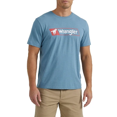 Men's Graphic SS Tee- Medium Blue Galloping Horse