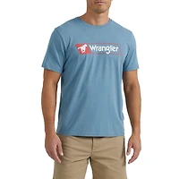 Men's Graphic SS Tee- Medium Blue Galloping Horse