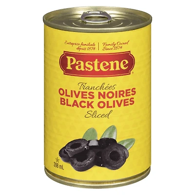 Pastene Sliced Black Olives, 398 mL