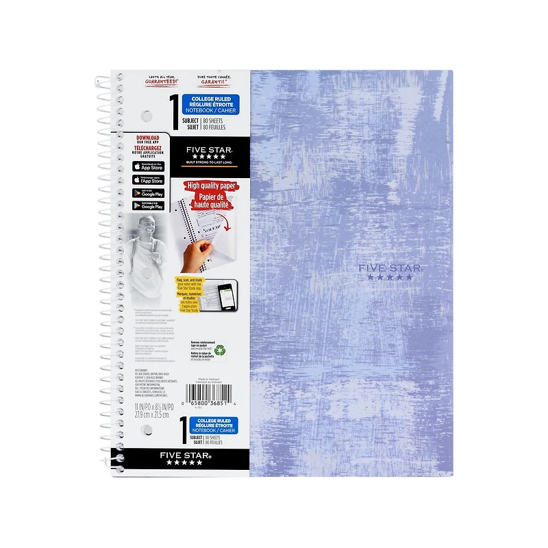 Five Star 1 Subject Yoga Writing Notebook 160 Pages