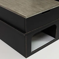 Deko Living Foyer à bois extérieur rectangulaire en acier de 80 pouces avec rangement pour bûches, tisonnier et tables d'appoint