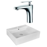 American Imaginations -in. W Above Counter White Bathroom Vessel Sink Set For 1 Hole Center Faucet AI