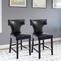 CorLiving Kings Studded Bonded Leather Counter Height Barstools