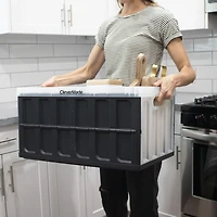 46L Translucent Collapsible Storage Bin with No Lid - Clear/Black - 1pk