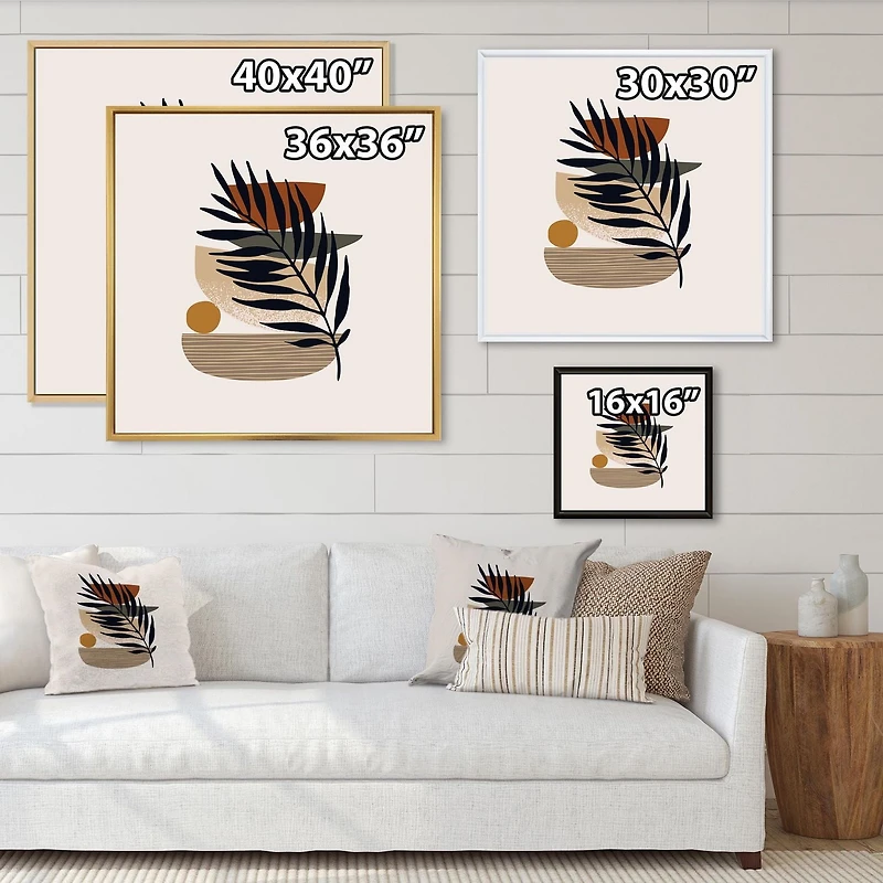 Designart Tropical Leaf Silhouettes and Shapes IV FLOAT FRAME WALL ART