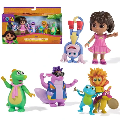 Dora, Coffret Amis fantastiques avec Dora, Babouche, Tico, Véra et le Trio Fiesta, figurines et jouets pour filles et garçons, à partir de 3 ans ENS FIGURINE DORA