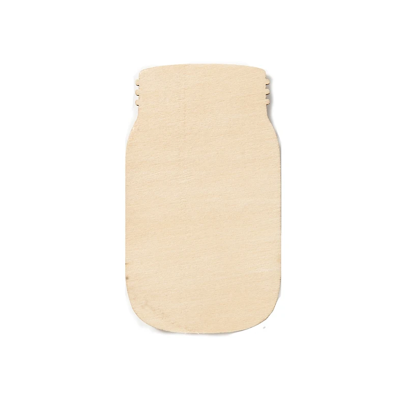 Plaid Wood Surfaces, 3D Unpainted Layered Shape, Mason Jar, 3.75 x 4.5 Inch