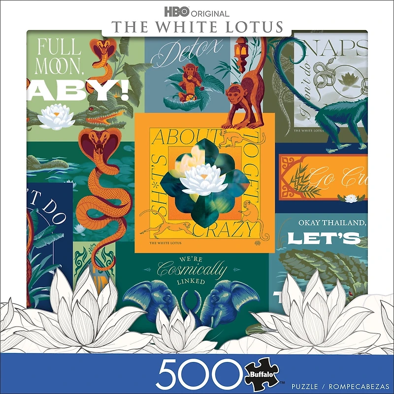 Buffalo Games White Lotus Collage Puzzle de 500 pièces pour adultes de 14 à 99 ans