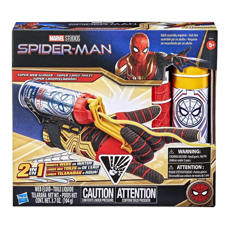 Marvel Spider-Man Super Web Slinger Role-Play Toy, Includes Web Fluid, 2-In-1 Shoots Webs or Water, For Kids Ages 5 and Up