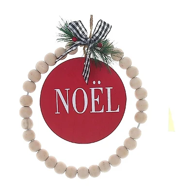 Christmas Ornament With Beaded Hoop Noel